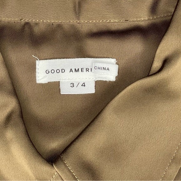 Good American Satin Button up Good Shirt Light Mocha size 3/4  Large - XL - Picture 6 of 8